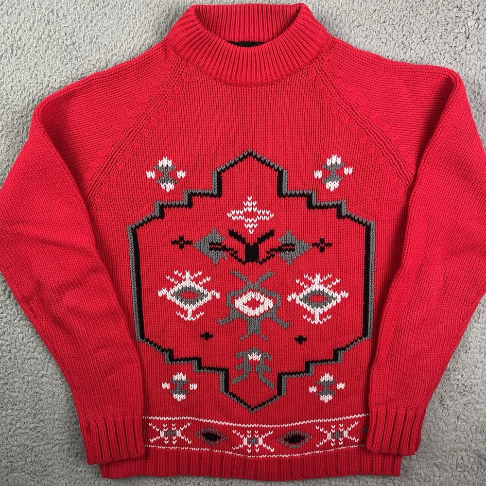 Vintage Lario Sweater Red CrewNeck Sweater Preppy Hipster Acrylic Aztec